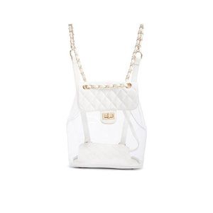 Forever 21 Clear Back Pack With White And Gold Detailing